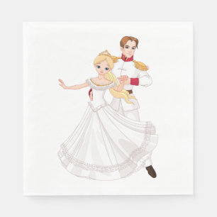Serviette En Papier Princesse blonde et prince charmant Conte de fée