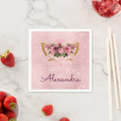 Serviette En Papier Princesse Blush rose étincelle Kitty Monogramme (En situation)