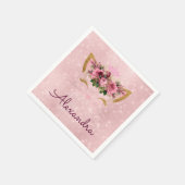 Serviette En Papier Princesse Blush rose étincelle Kitty Monogramme (Coin)