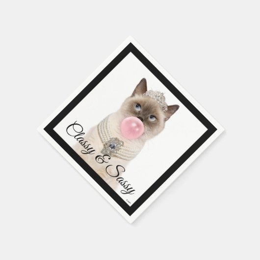 Serviette En Papier Princesse Chat soufflant de bulle gomme (Coin)