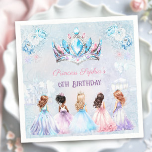 Serviette En Papier Princesse Couronne rose violet hiver fille Anniver