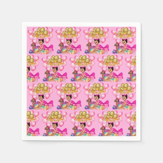 Serviette En Papier Princesse en rose (Devant)