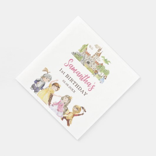 Serviette En Papier Princesse et Chevaliers Anniversaire Déjeuner stan (Coin)