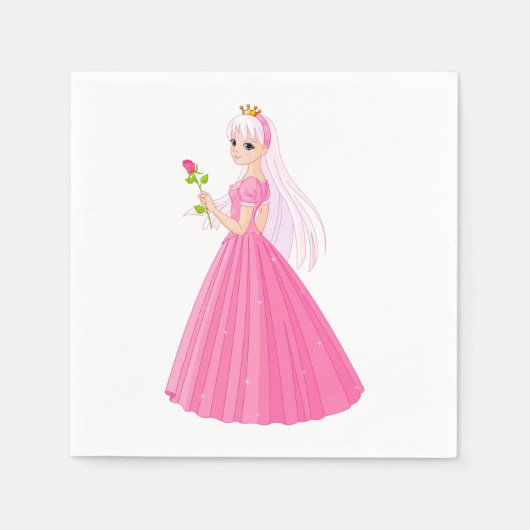 Serviette En Papier Princesse Et Papier Rose (Devant)