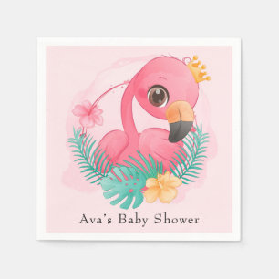 Serviette En Papier Princesse Flamant rose rose Baby shower fille rose