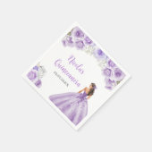 Serviette En Papier Princesse Florale en Dusty Robe Violette Quinceane (Coin)