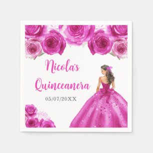 Serviette En Papier Princesse Florale en Robe Chaude Quinceanera