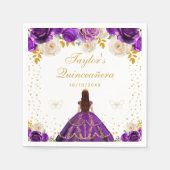 Serviette En Papier Princesse florale pourpre Quinceañera (Devant)