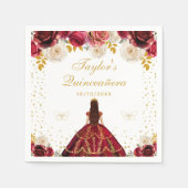Serviette En Papier Princesse Florale Rouge Quinceañera (Devant)