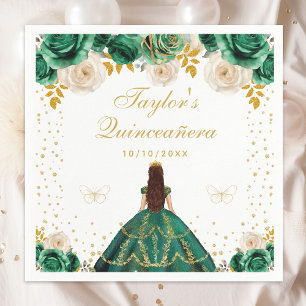 Serviette En Papier Princesse Florale Verte Quinceañera