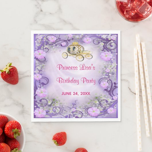 Serviette En Papier Princesse florale violette enchantée Anniversaire (En situation)