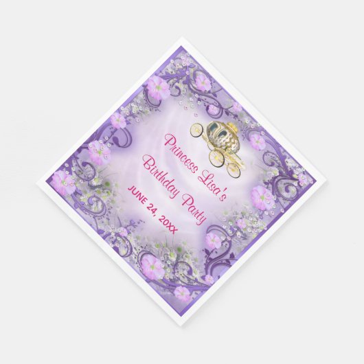 Serviette En Papier Princesse florale violette enchantée Anniversaire (Coin)