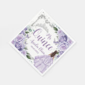 Serviette En Papier Princesse Florale violette Silver Quinceañera 16 1 (Coin)