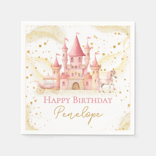Serviette en papier Princesse Joyeux Anniversaire (Devant)