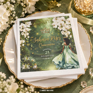 Serviette En Papier Princesse marron et Sage vert Frog Quinceanera 16