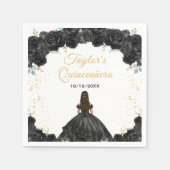 Serviette En Papier Princesse noire Floral Quinceañera (Devant)