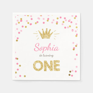 Serviette En Papier Princesse Premier anniversaire Papier Napkin Gold 