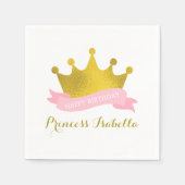 Serviette En Papier Princesse rose et or fête d'anniversaire (Devant)