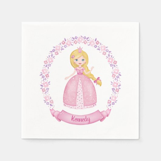 Serviette En Papier Princesse Rose mignon Personnalisé (Devant)