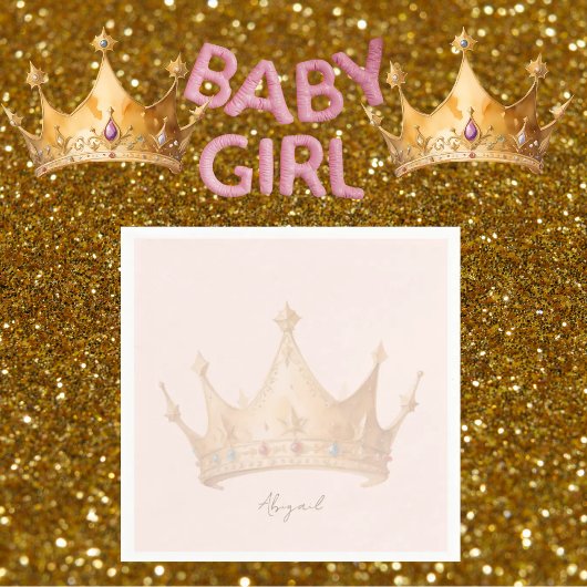 Serviette En Papier Princesse Tiara Blush Baby shower personnalisé
