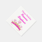 Serviette En Papier Princesse Tiara Crown Rose Joyeuse Fille d'anniver (Coin)