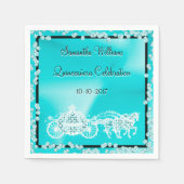 Serviette En Papier Princesse turquoise Coach & Horses Quinceañera (Devant)