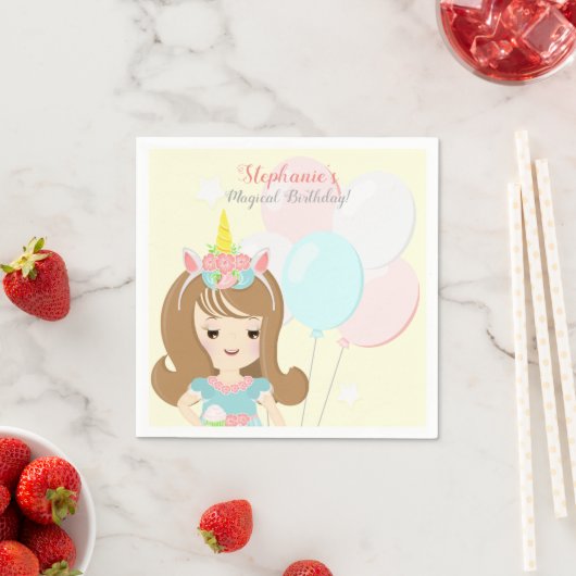 Serviette En Papier Princesse Unicorn (En situation)