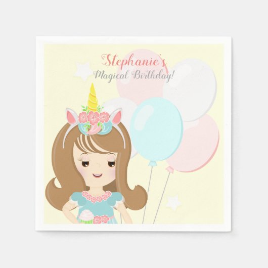 Serviette En Papier Princesse Unicorn (Devant)