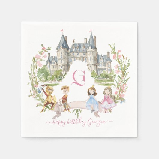 Serviette En Papier Princesses, Chevaliers et Dragons Fairy Tale Anniv (Devant)