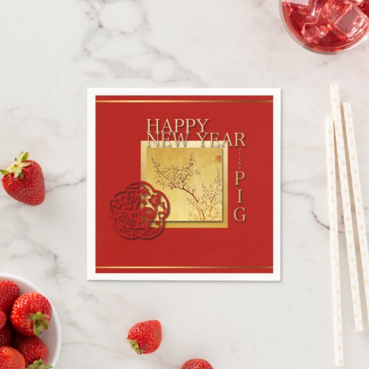 Serviette En Papier Printemps chinois porc Nouvel an 2019 Papier Napki (En situation)