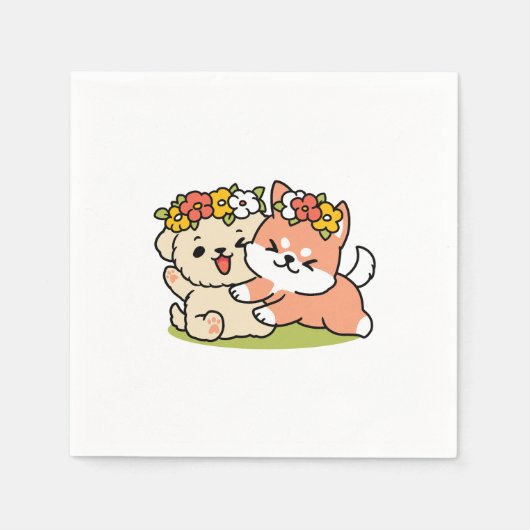 Serviette En Papier Printemps dans la laideur - Illustration de chien  (Devant)