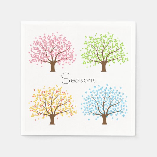 Serviette En Papier Printemps Été Automne Hiver Arbres Papier serviett (Devant)
