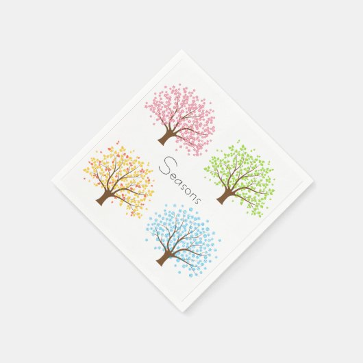 Serviette En Papier Printemps Été Automne Hiver Arbres Papier serviett (Coin)
