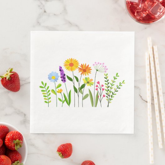 Serviette En Papier Printemps Été Fleurs sauvages (En situation)