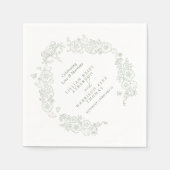 Serviette En Papier Printemps Fleur de lis mariage sauge vert blanc (Devant)