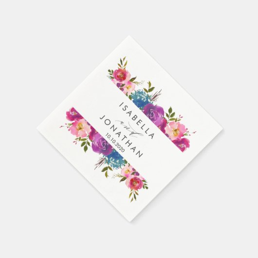 Serviette En Papier Printemps Luxuriant | Cadre de fleurs mariage sur  (Coin)