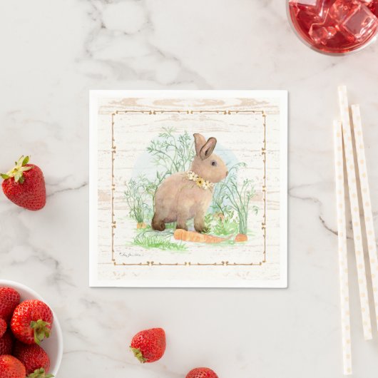 Serviette En Papier Printemps Peter Rabbit Carrot Jardin Aquarelle Boi (En situation)