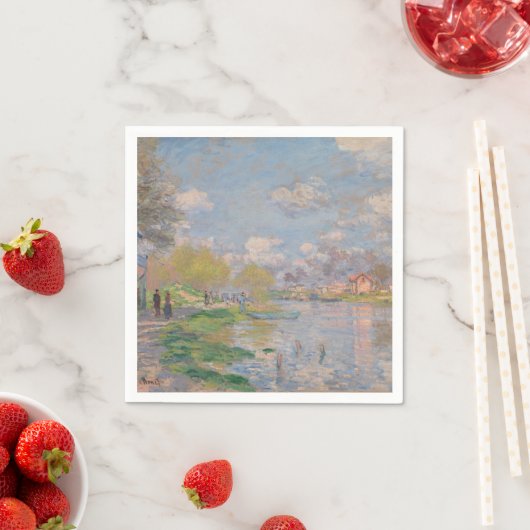 Serviette En Papier Printemps sur la Seine par Monet Impressionniste (En situation)