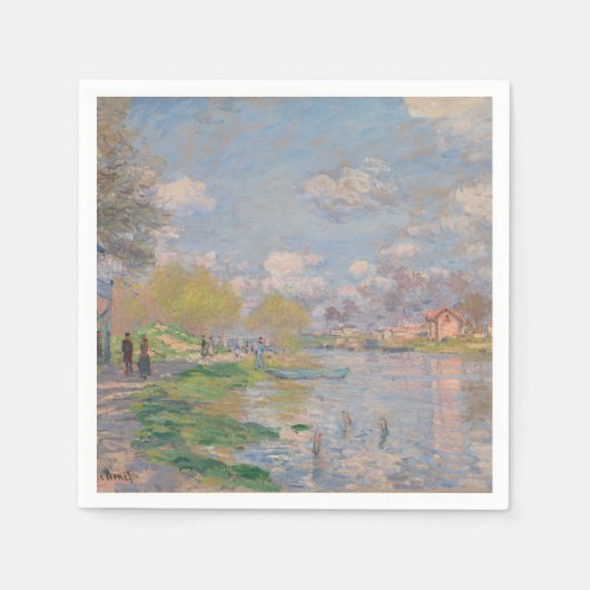 Serviette En Papier Printemps sur la Seine par Monet Impressionniste (Devant)