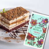 SERVIETTE EN PAPIER PRINTEMPS UNIQUE ROUGE DOODLE FLEURS ANNIVERSAIRE