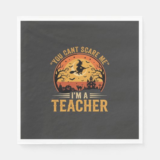 Serviette En Papier Professeur de Halloween Sorcière Chat Design (Devant)