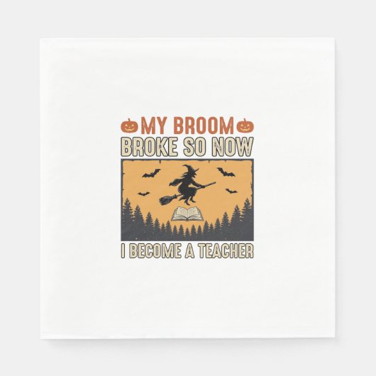 Serviette En Papier Professeur d'Halloween Balai Cassa Conception Vint (Devant)