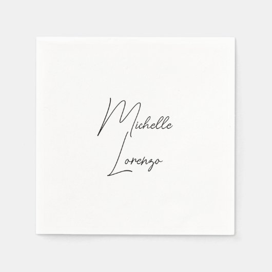 Serviette En Papier Professionnel Moderne Simple Noir & Blanc (Devant)