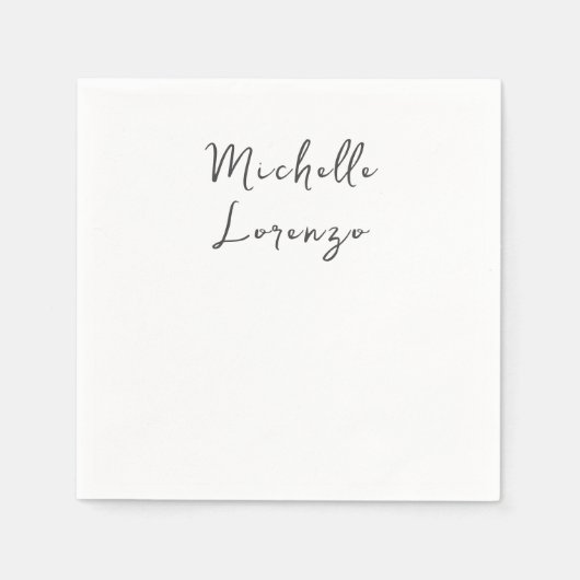 Serviette En Papier Professionnel Moderne Simple Nom simple Noir Blanc (Devant)