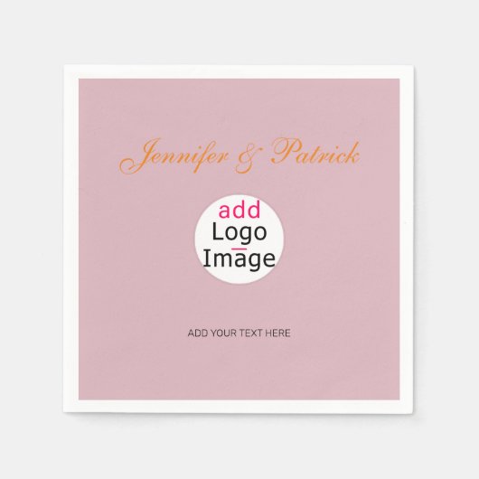 Serviette En Papier Professionnel Personnalisable Rose Dusty Hue (Devant)