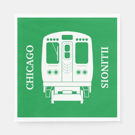 Serviette En Papier Profil de White Chicago "L" sur Green Arrière - pl (Devant)