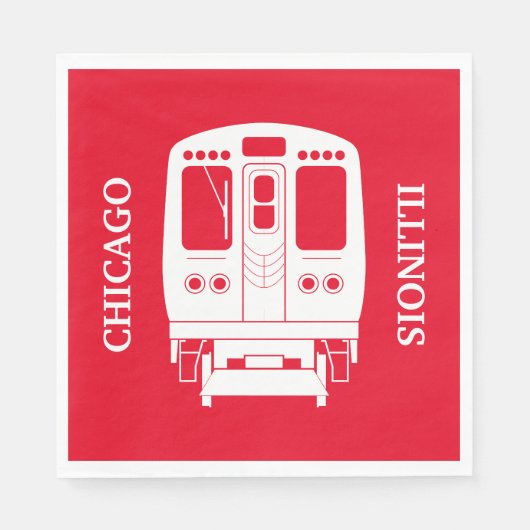 Serviette En Papier Profil de White Chicago "L" sur Red Arrière - plan (Devant)