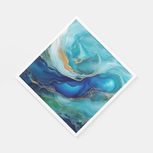 Serviette En Papier Profondeurs turquoises : Impressions Abstraites oc (Coin)