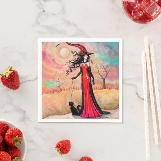 Serviette En Papier Promenade d'automne Halloween sorcière Imaginaire  (En situation)