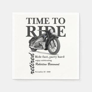 Serviette En Papier Promenade en moto classique grise pour une fête de